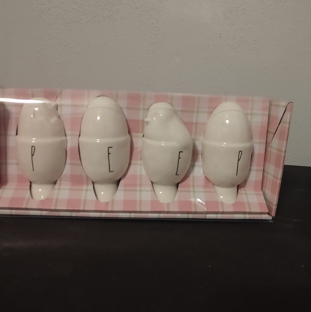 Rae Dunn "PEEP" LL Bunnies in egg cups